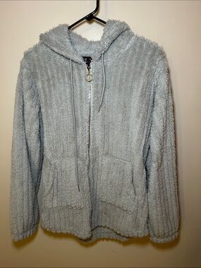 Love Light Gray Plush Hoodie large nwot